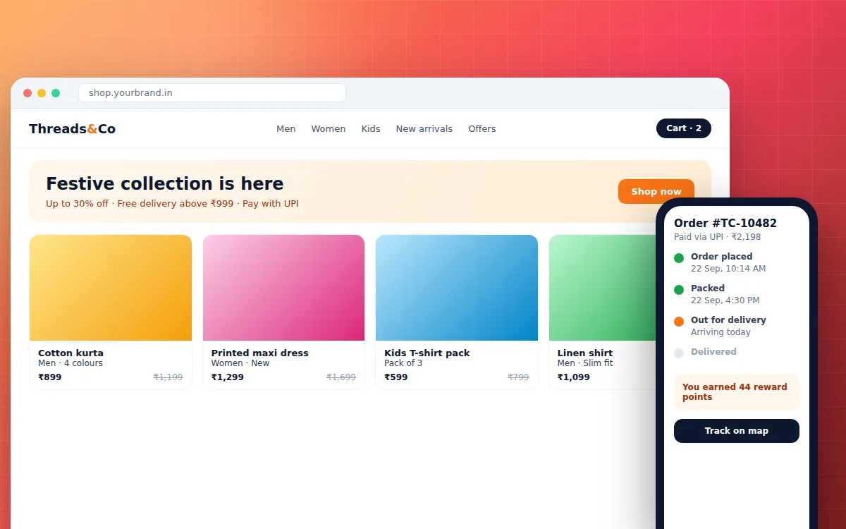 B2C online store & shopping app — screen preview