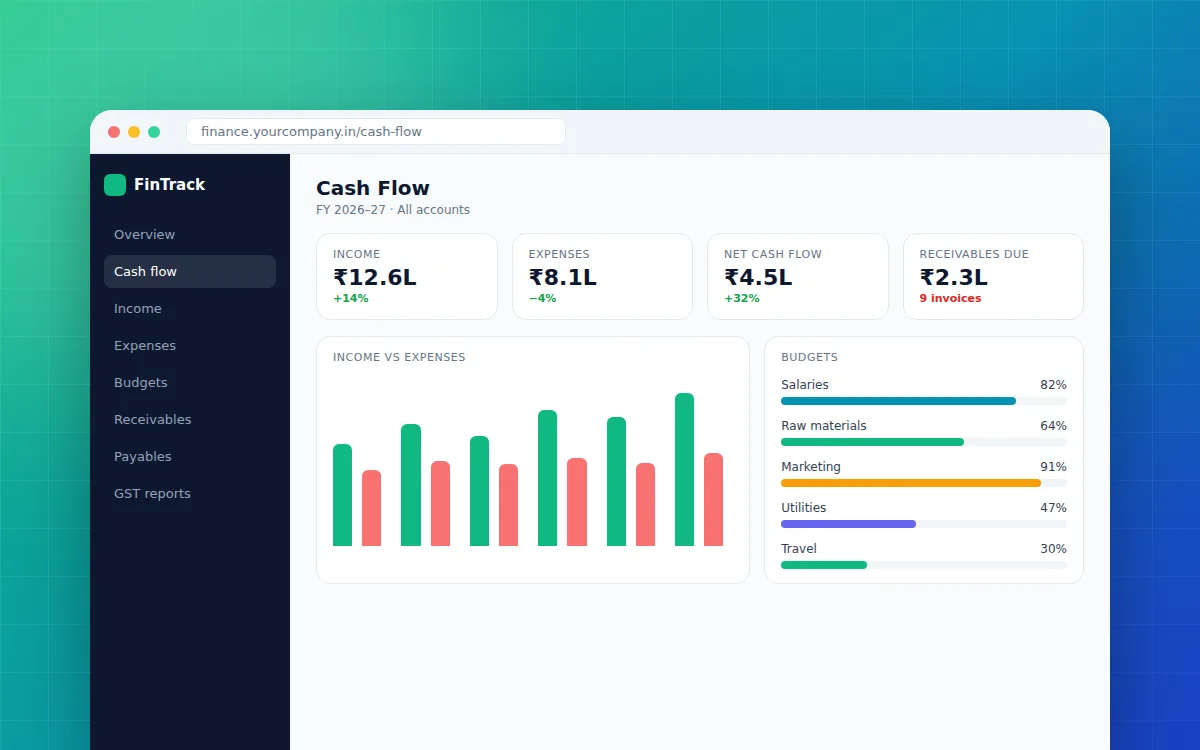 Finance management application — screen preview